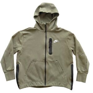 Nike Sportswear Tech Fleece Olive Green Hoodie Full Zip Jacket Womens Small